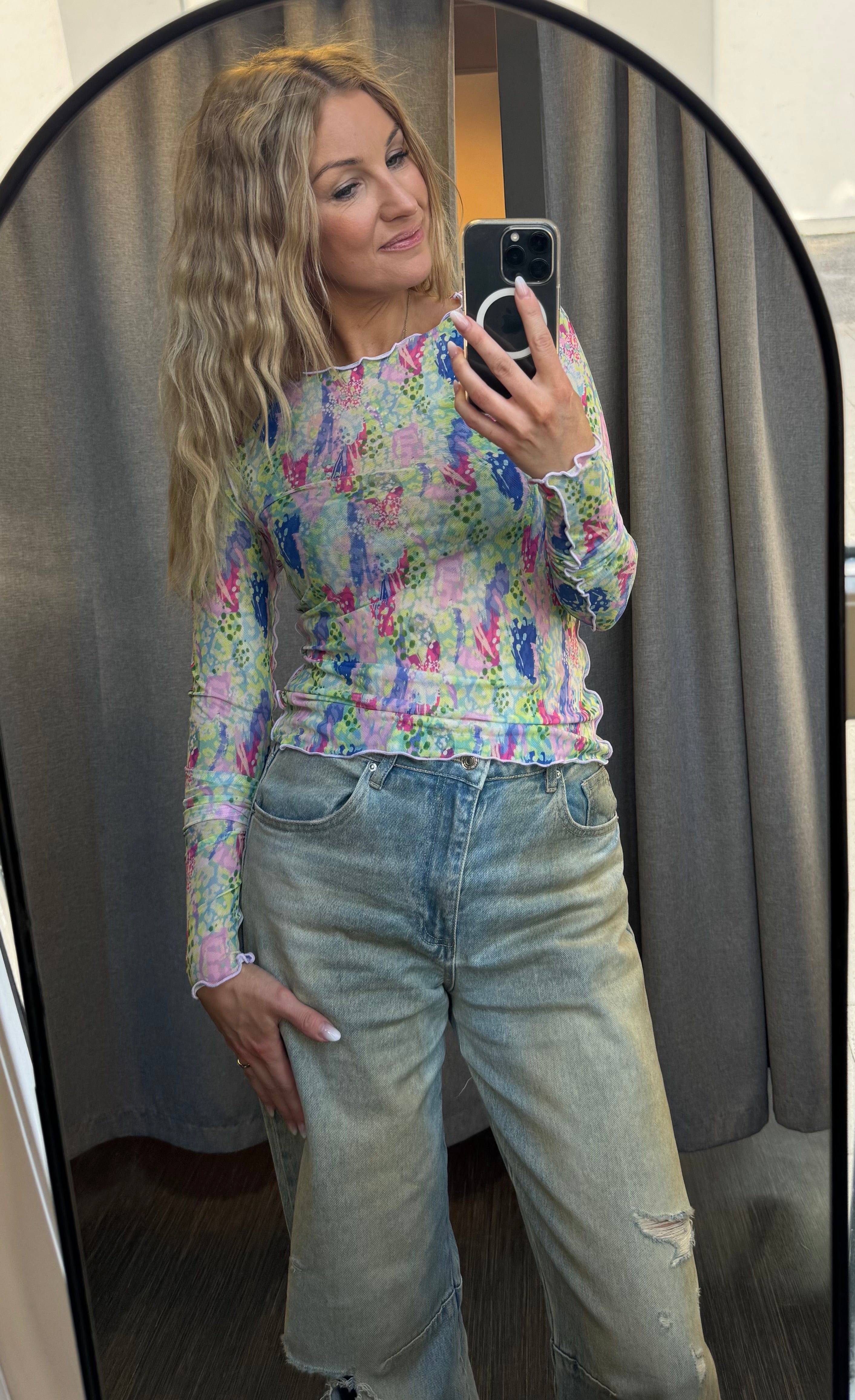 Mesh toppur lime/Pink