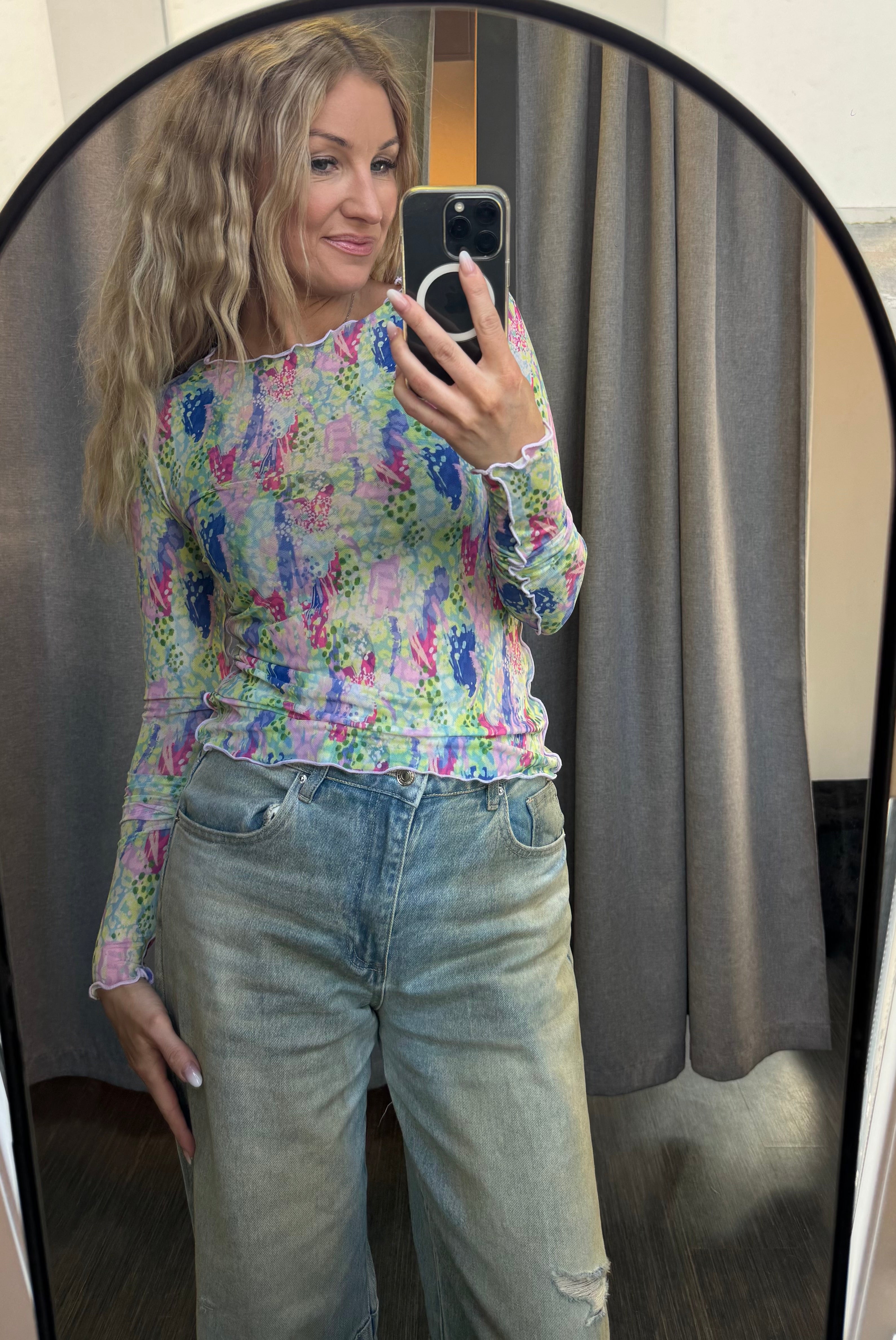 Mesh toppur lime/Pink