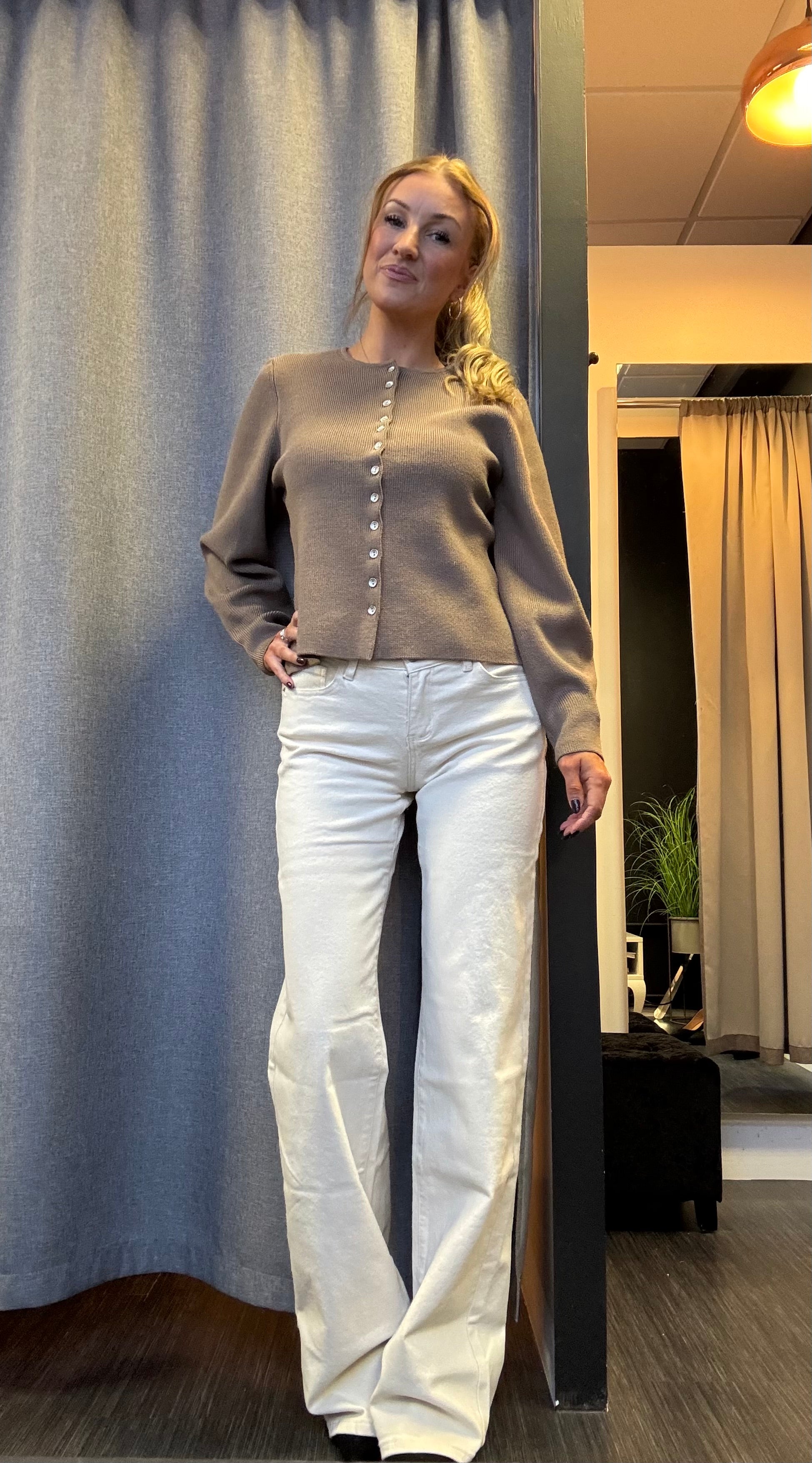 Laulia wide leg gallabuxur - off white