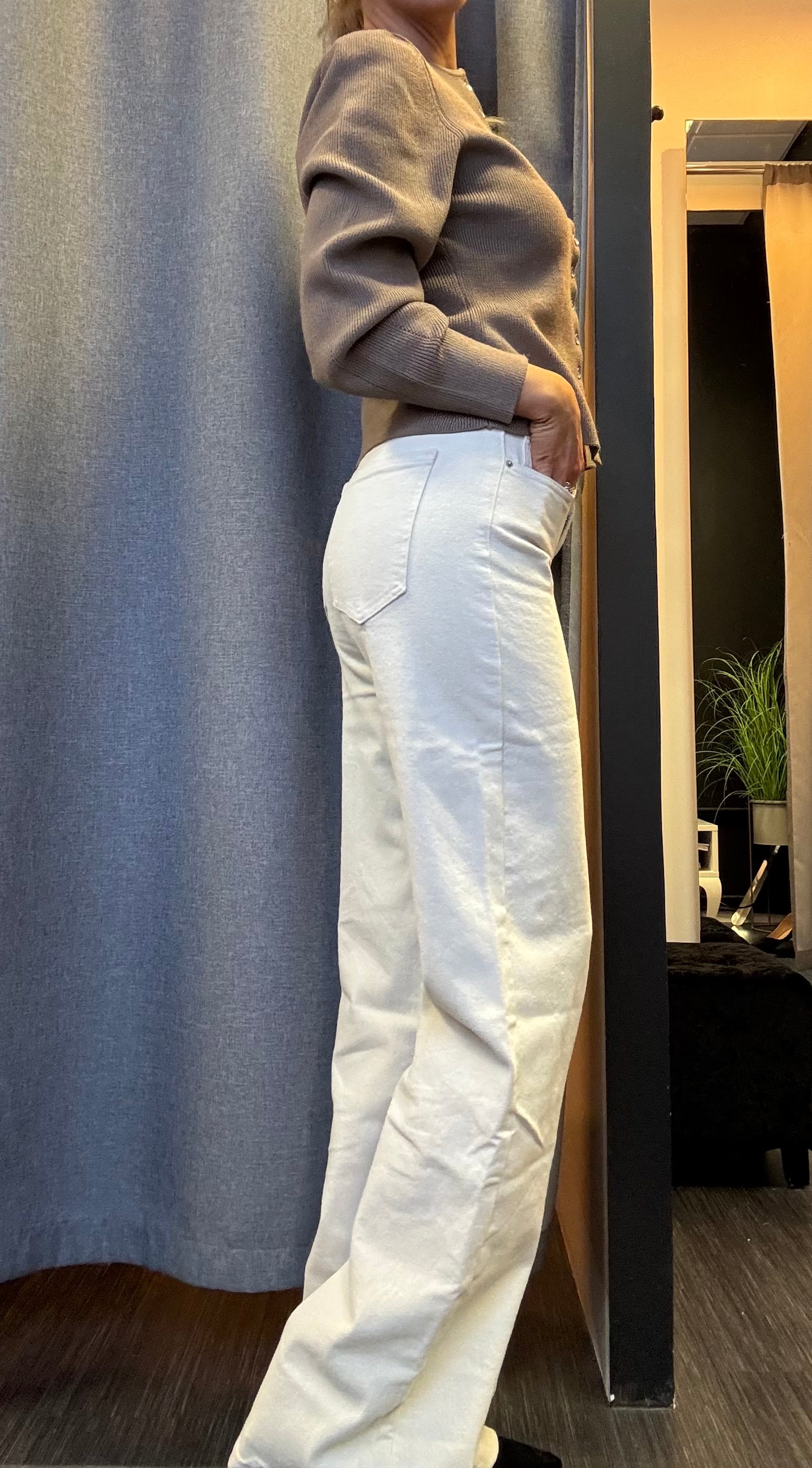 Laulia wide leg gallabuxur - off white