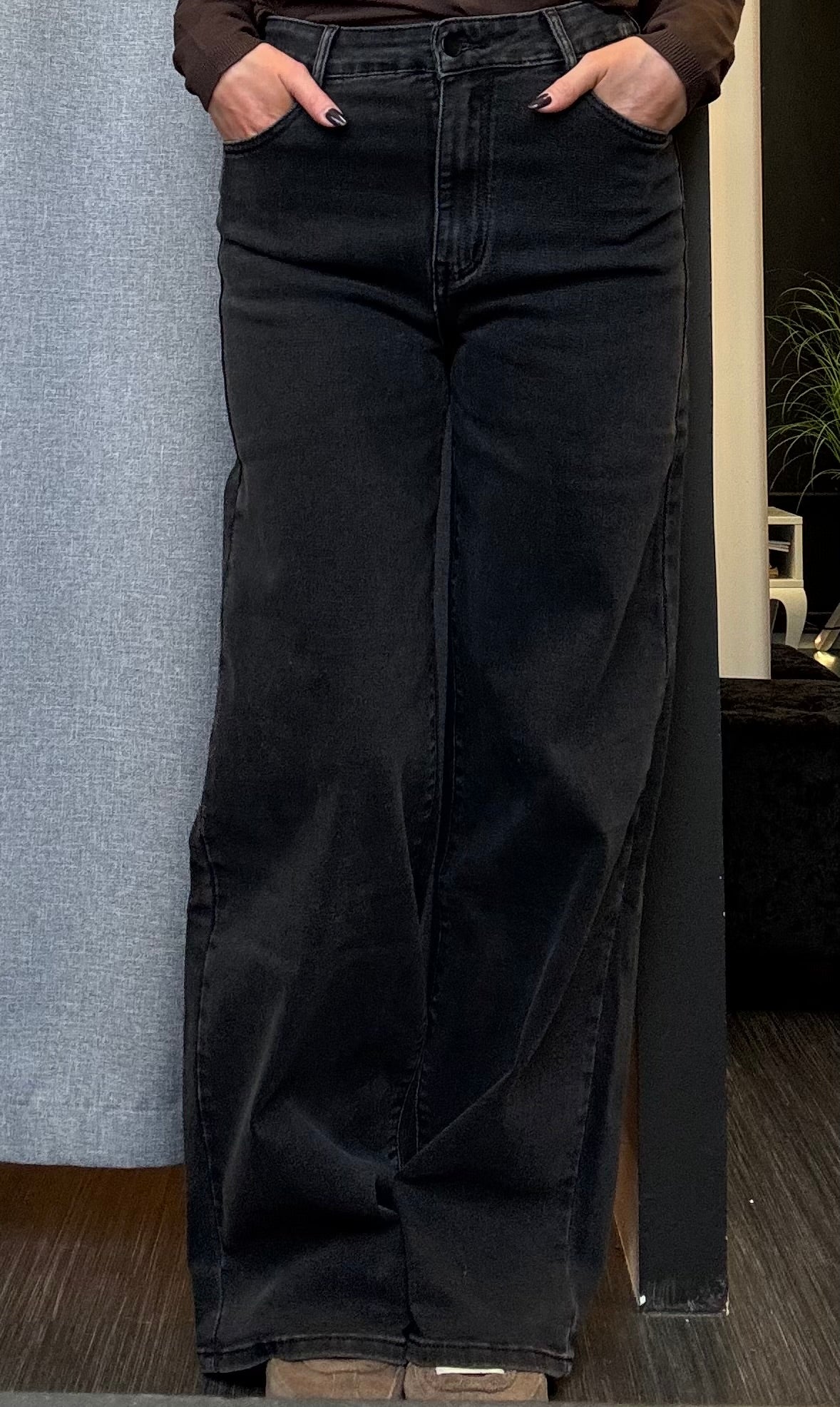 Redial wide leg gallabuxur - charcoal