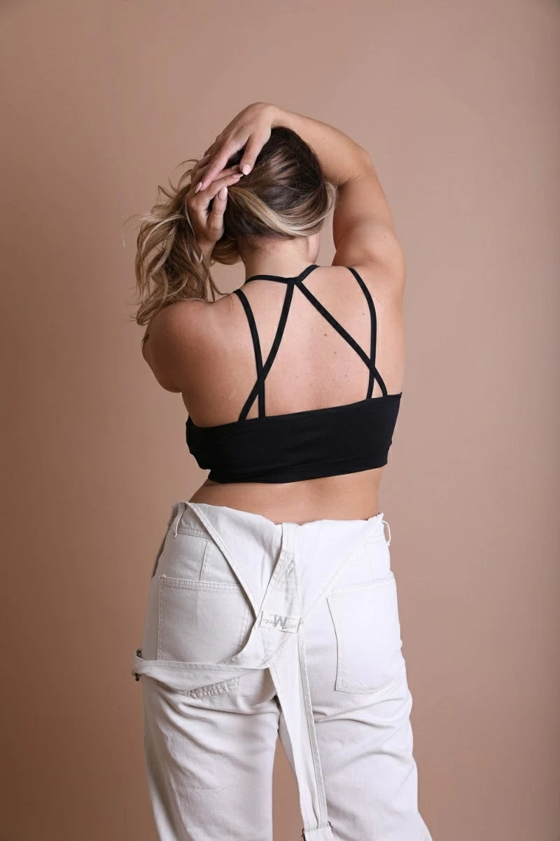 Bralette svartur lace upp í háls - svartur