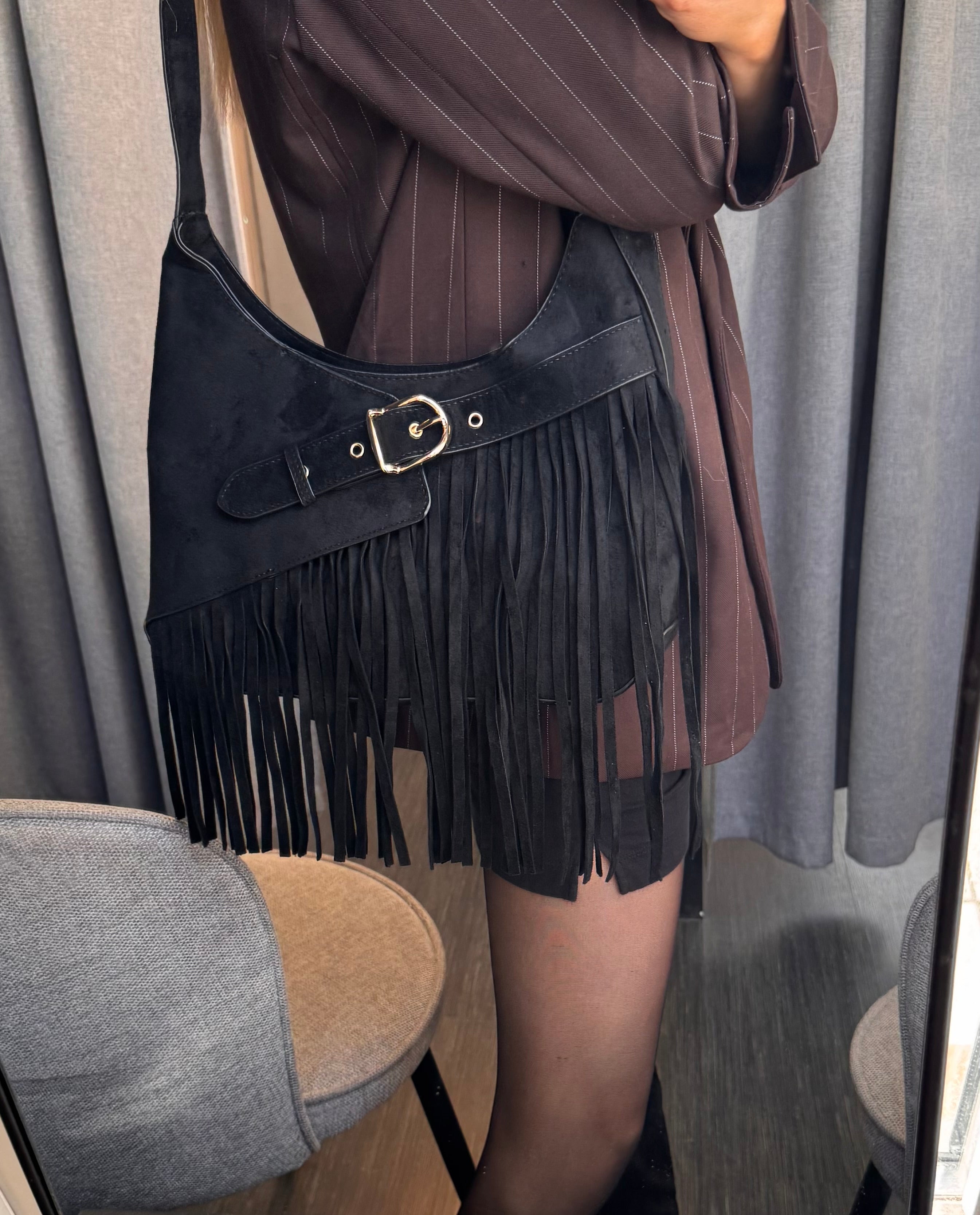 Fringe veski - svart