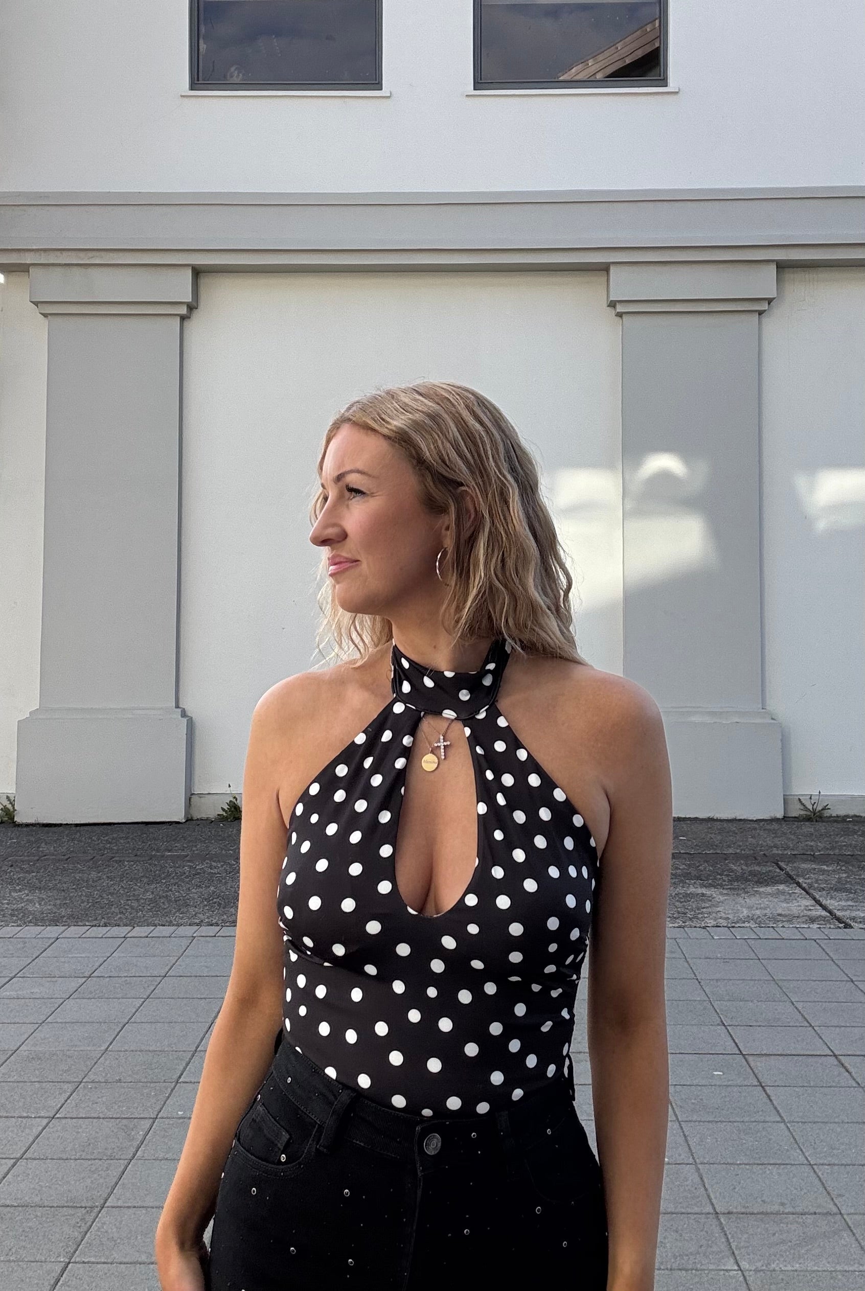 Donna polka dot samfella - svört
