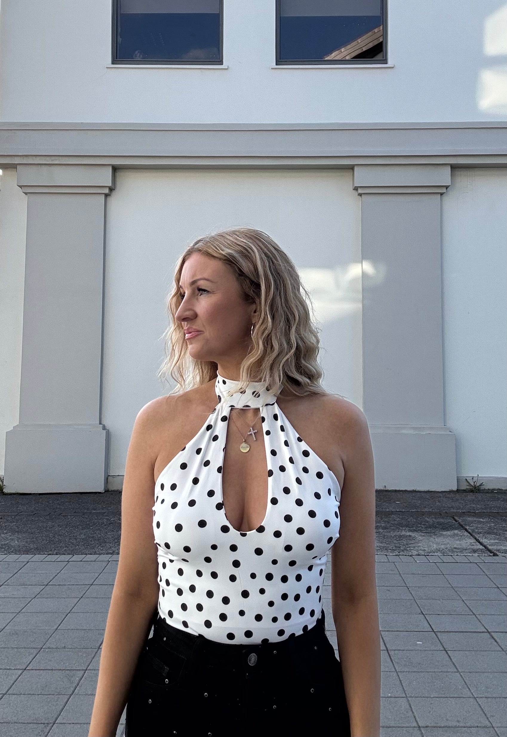 Donna polka dot samfella - hvít