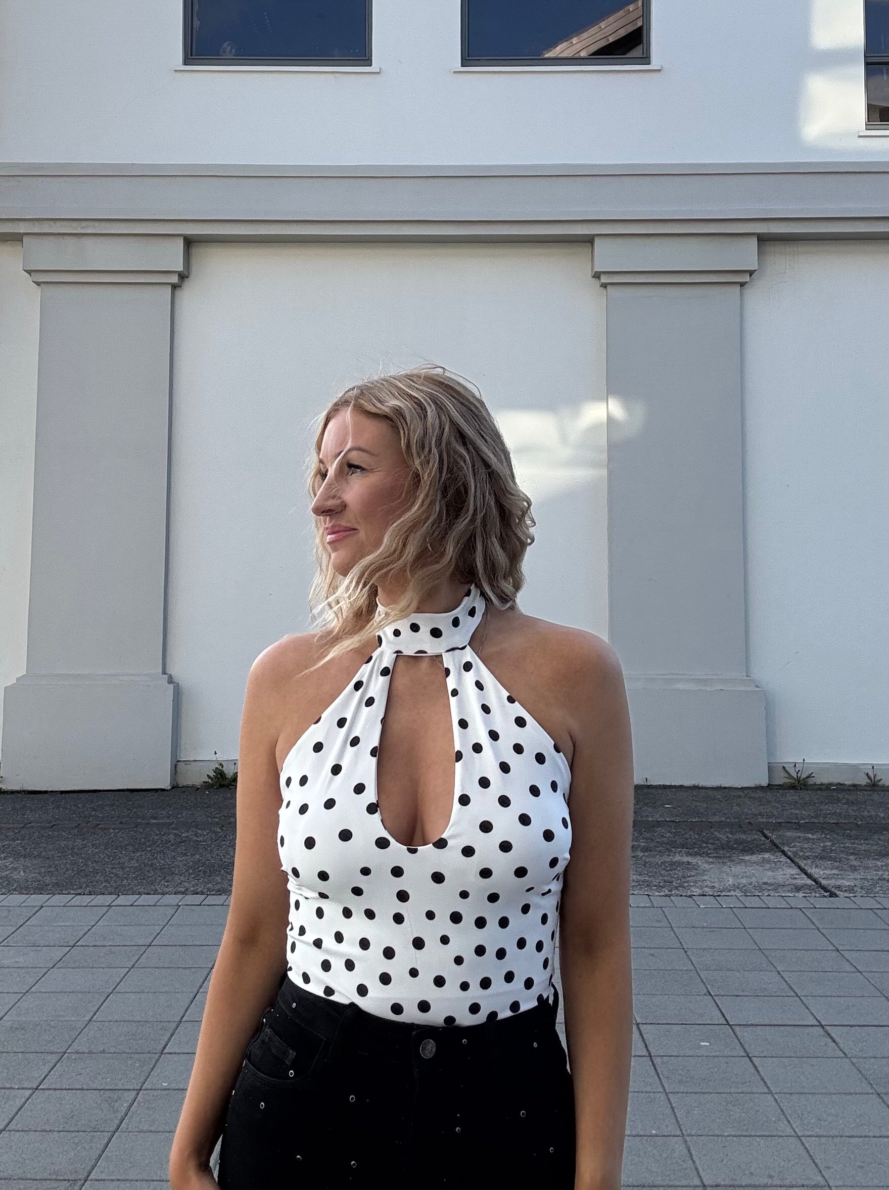 Donna polka dot samfella - hvít