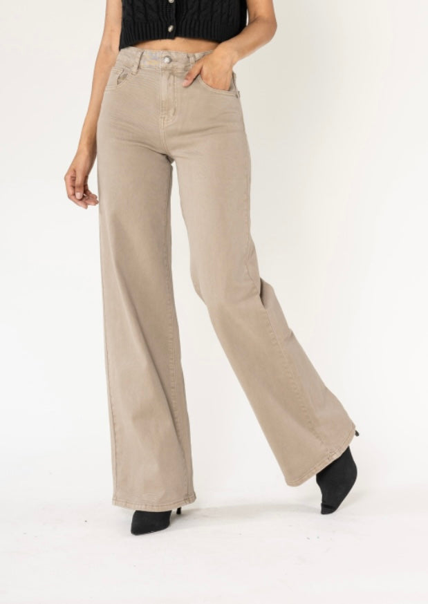 Carter gallabuxur wide leg - taupe
