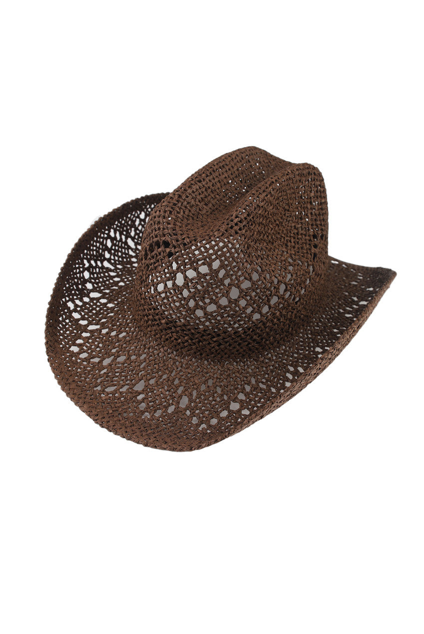 Cowboy strá hattur - brúnn