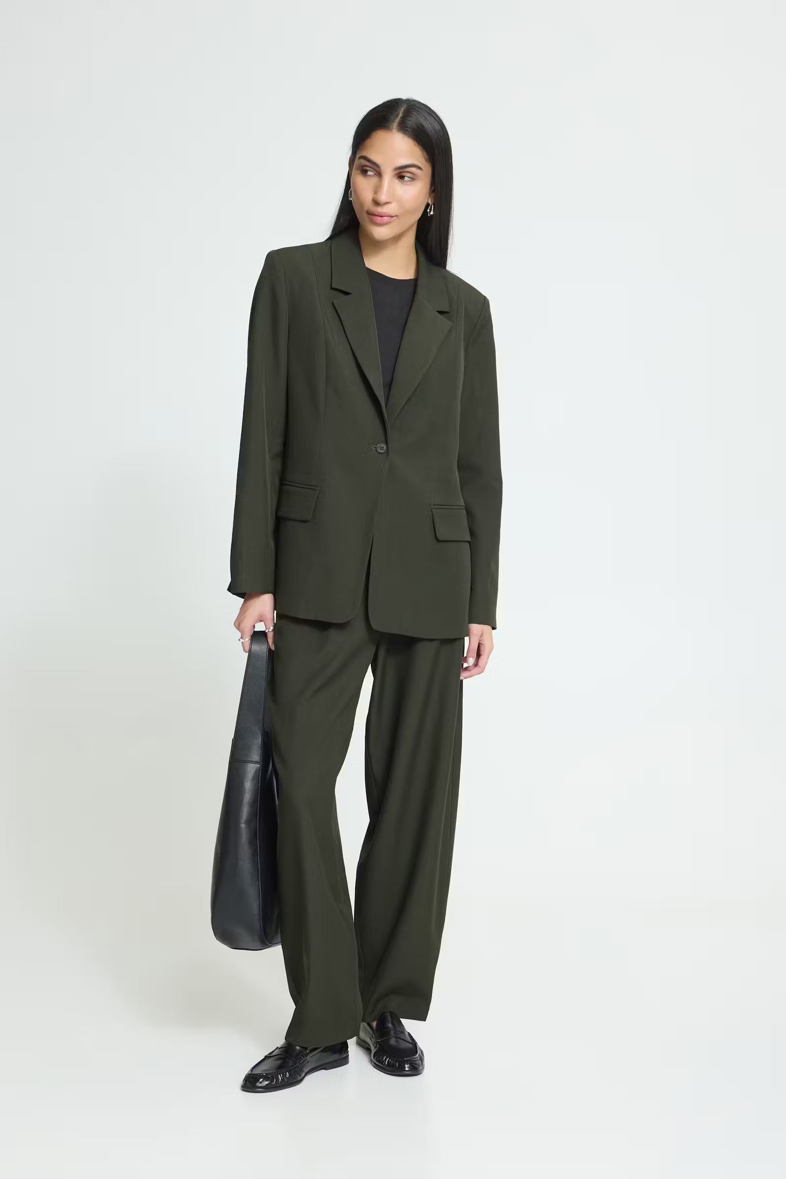 Fava long blazer dökk grænn