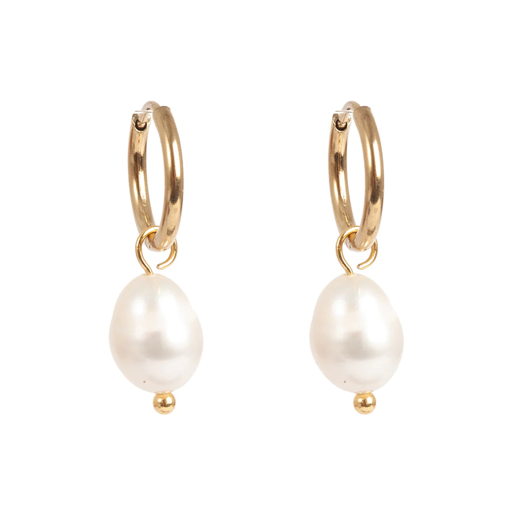 Eyrnalokkar - Gull - Freshwater Pearls