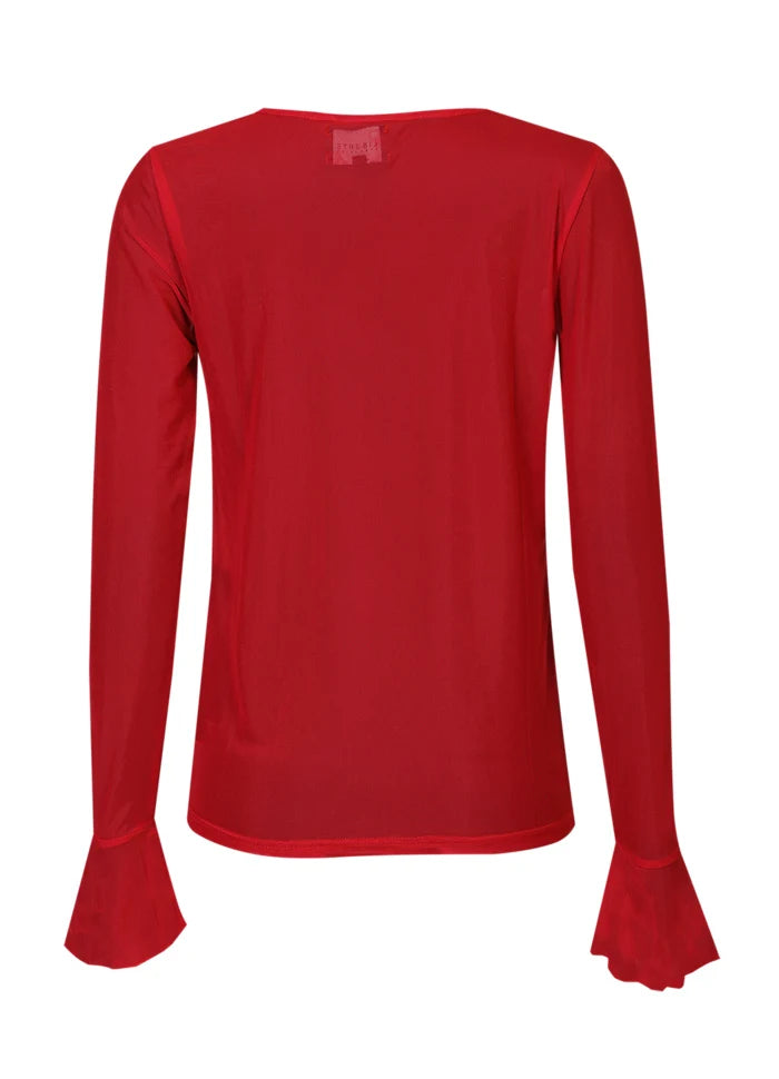 Mesh frill toppur - rauður