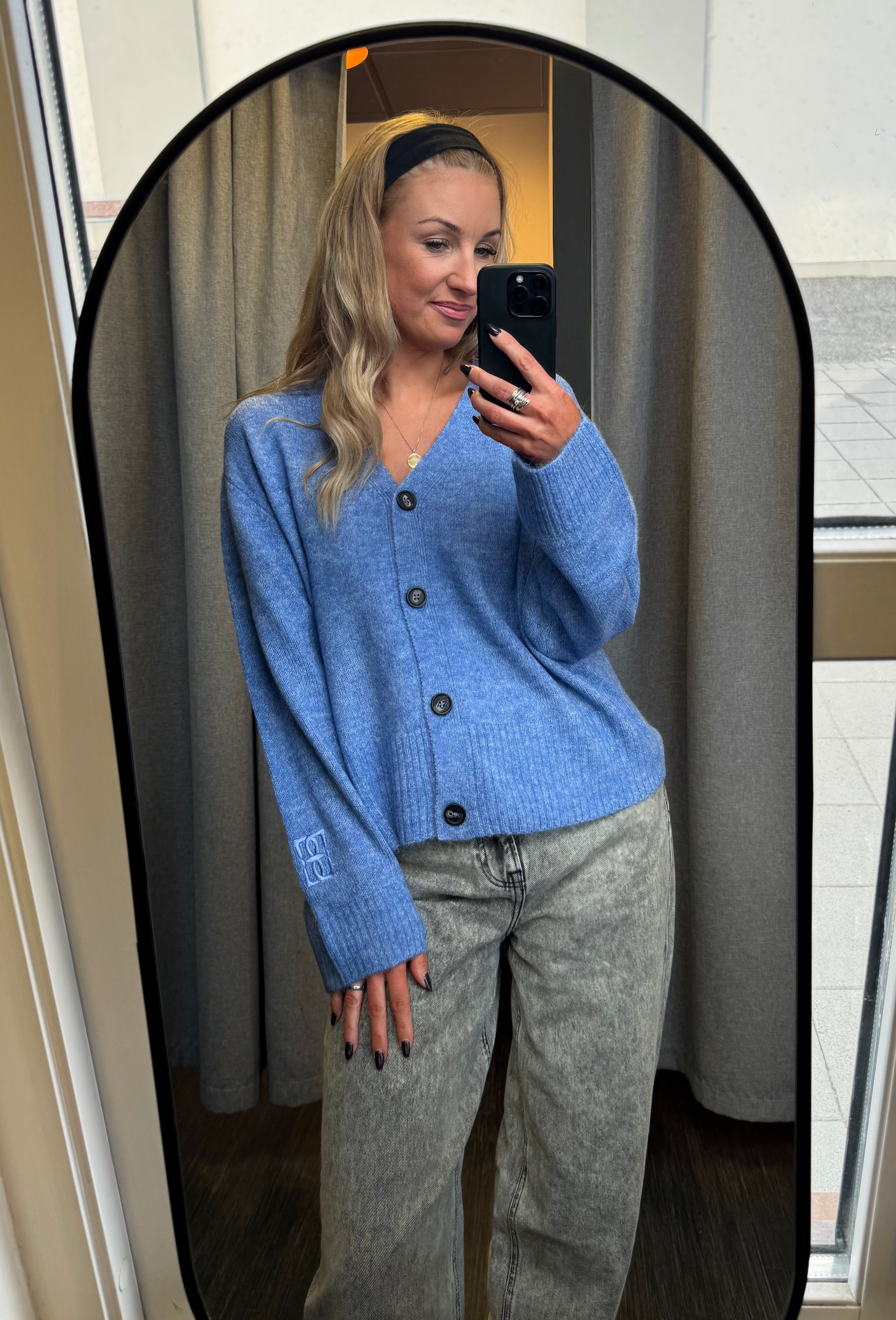 Baling peysa hneppt - Blá