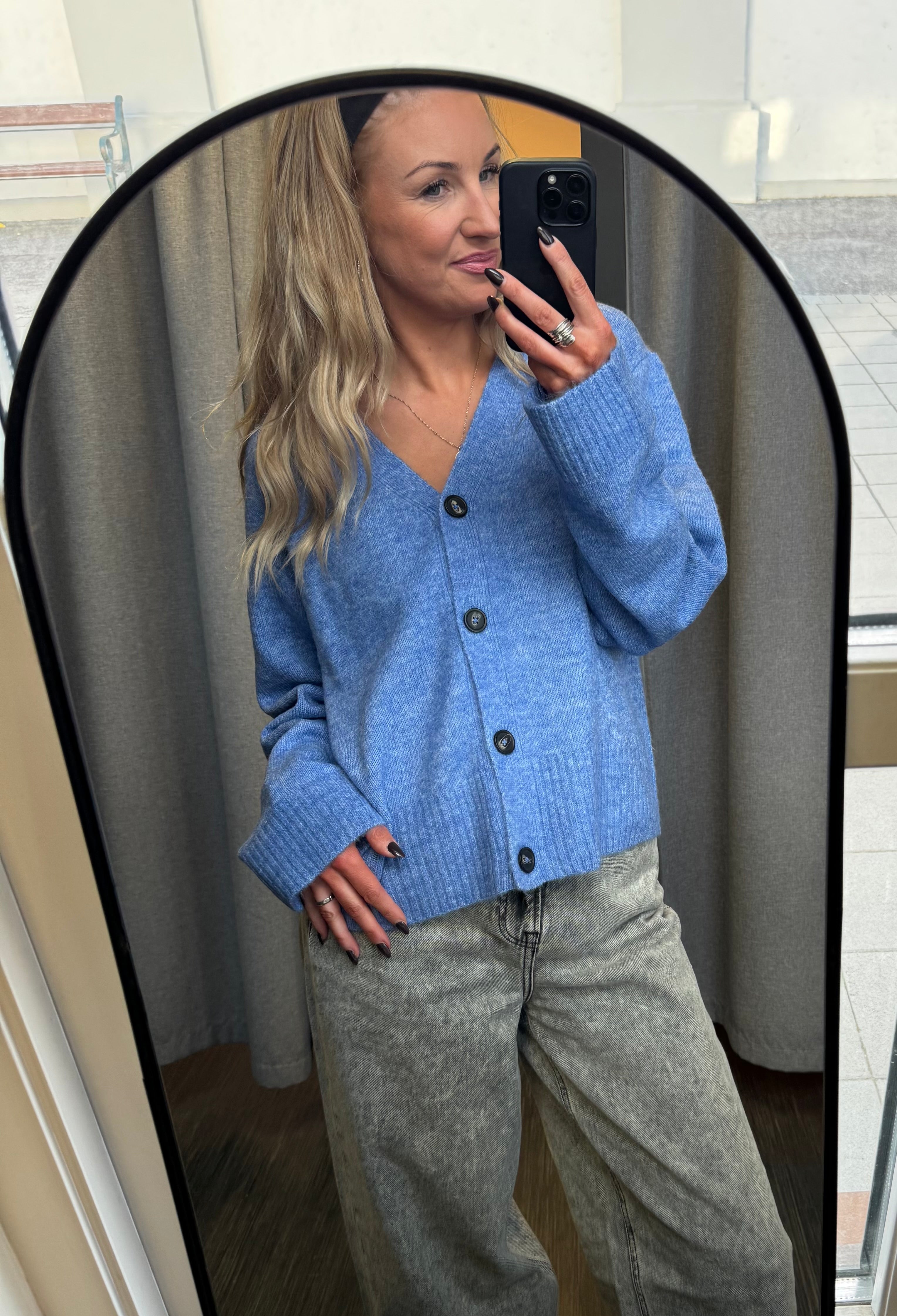 Baling peysa hneppt - Blá