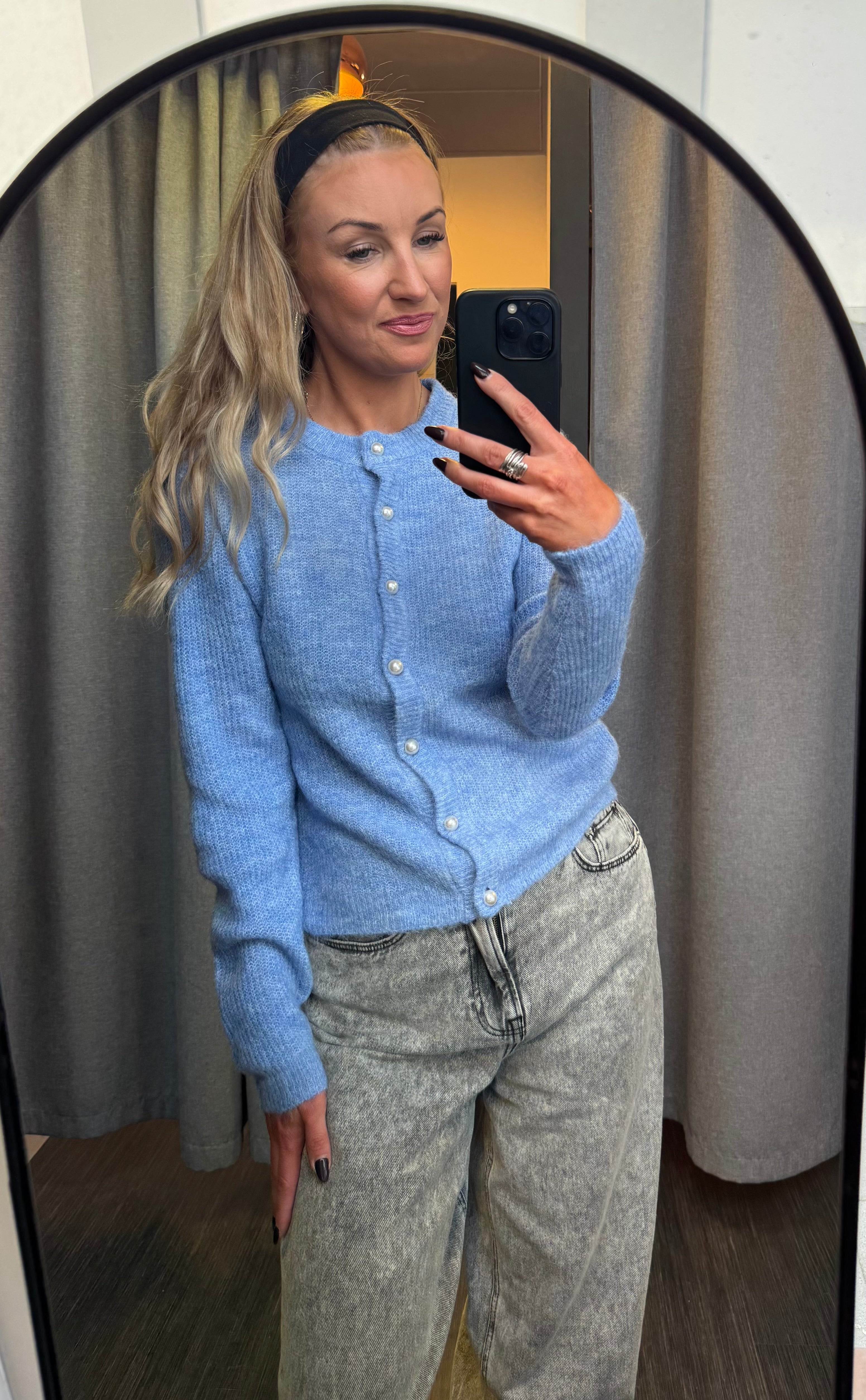 Ardens peysa hneppt - ljósblá