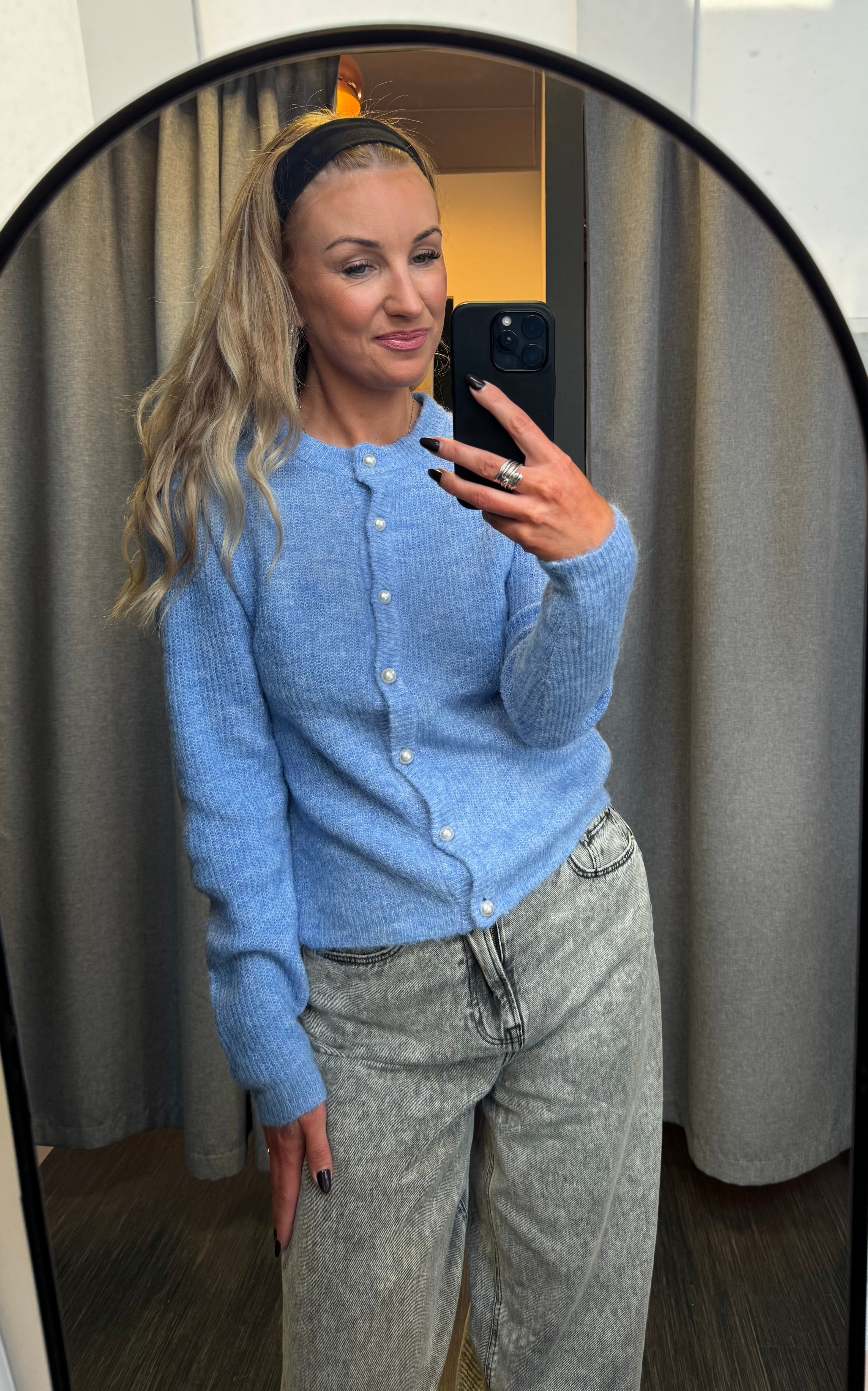 Ardens peysa hneppt - ljósblá