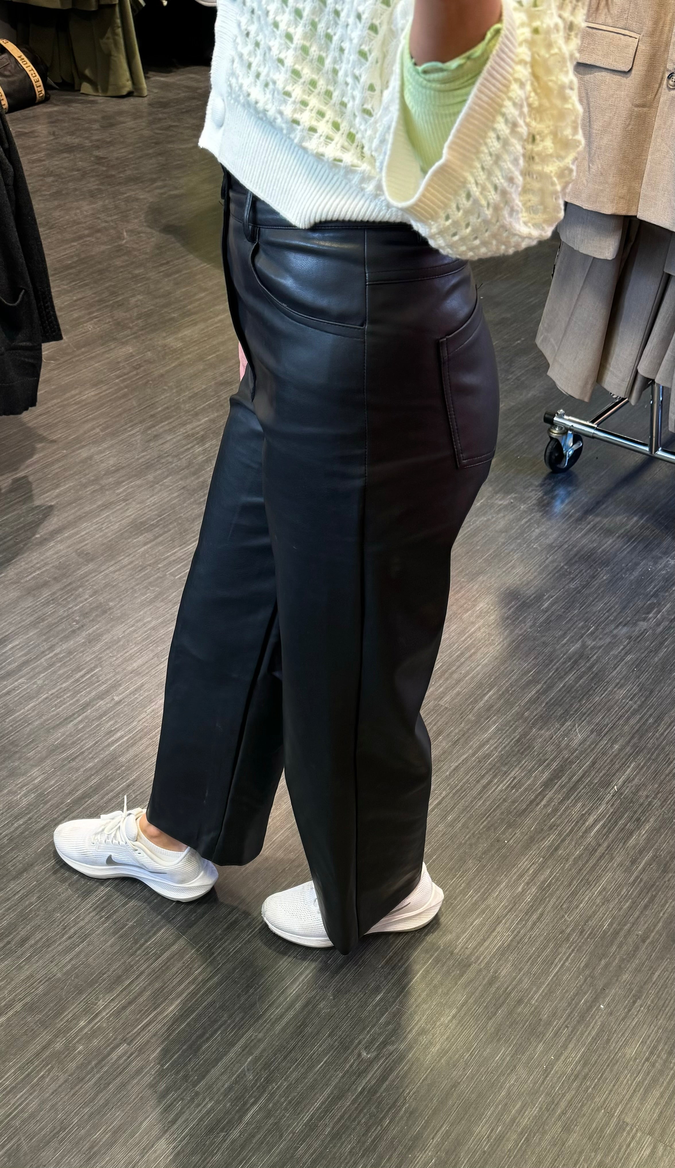 pleðurbuxur straightfit