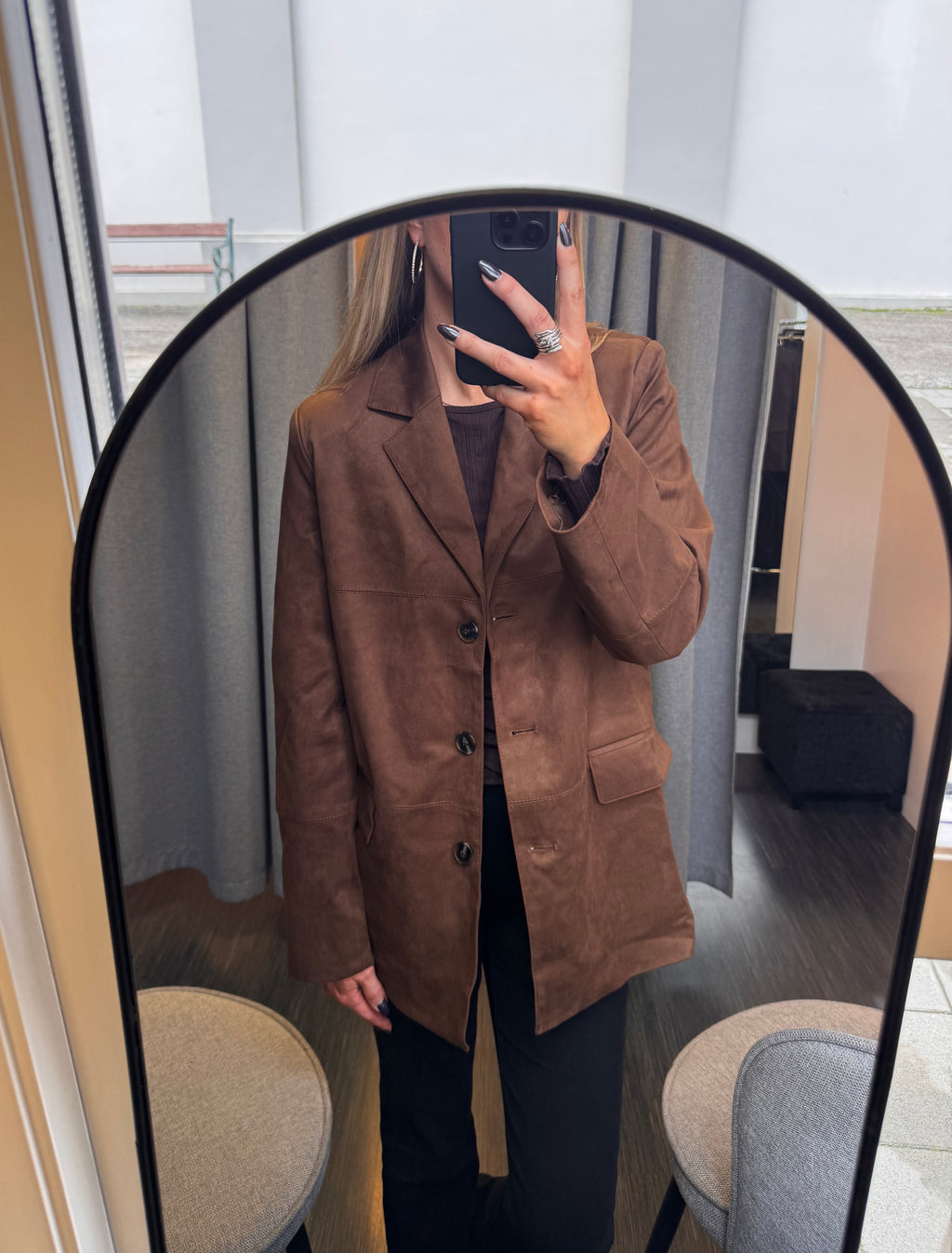 Kylie straight suede blazer - camel