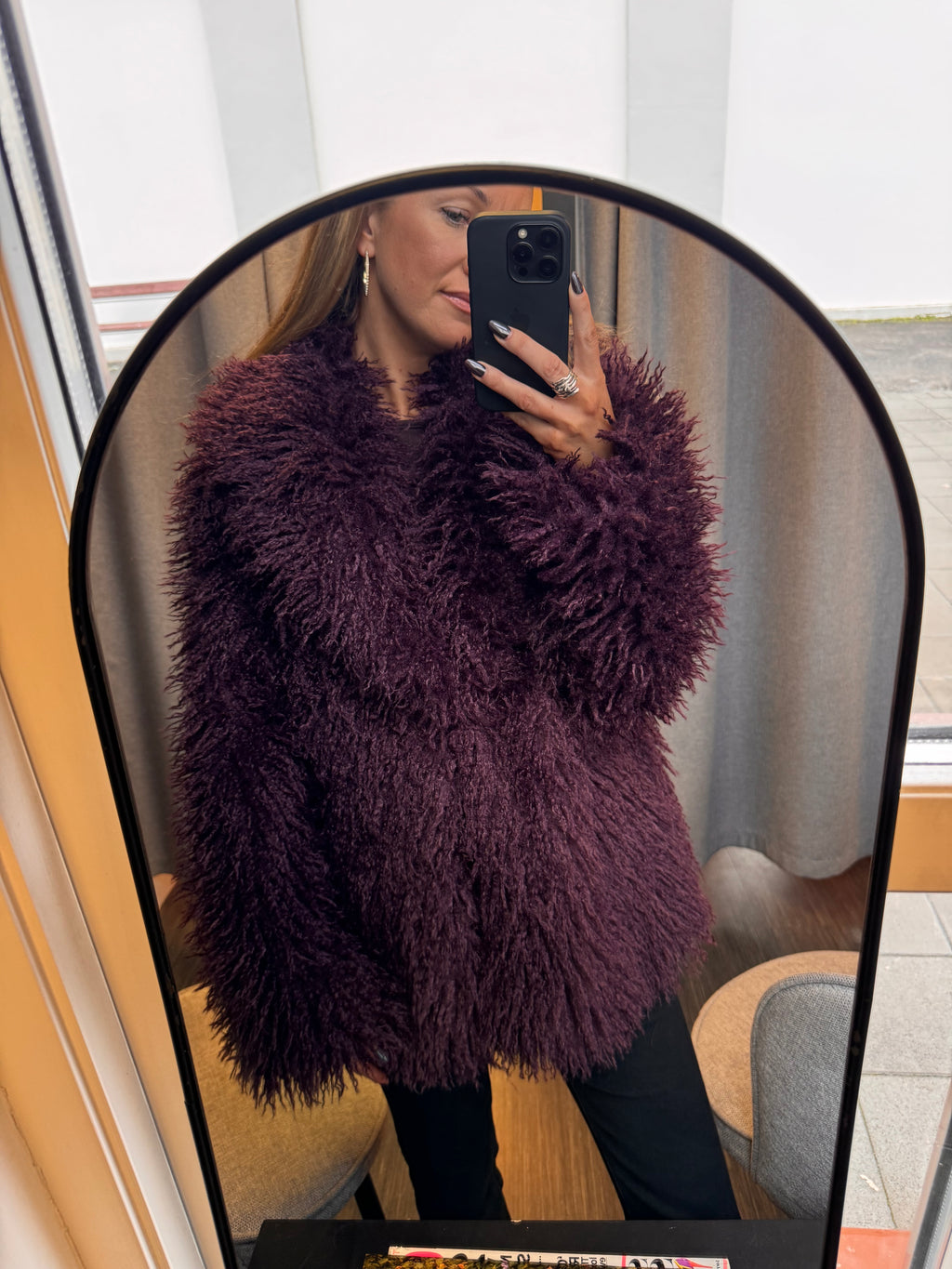 Jenny faux fur jakki - burgundy