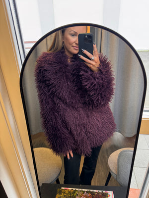 Jenny faux fur jakki - burgundy