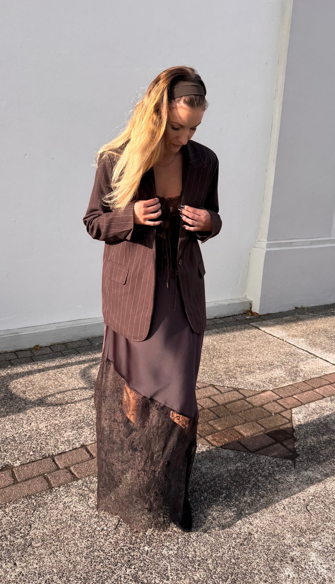 Tanja satin lace pils - coffee