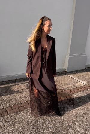 Tanja satin lace pils - coffee