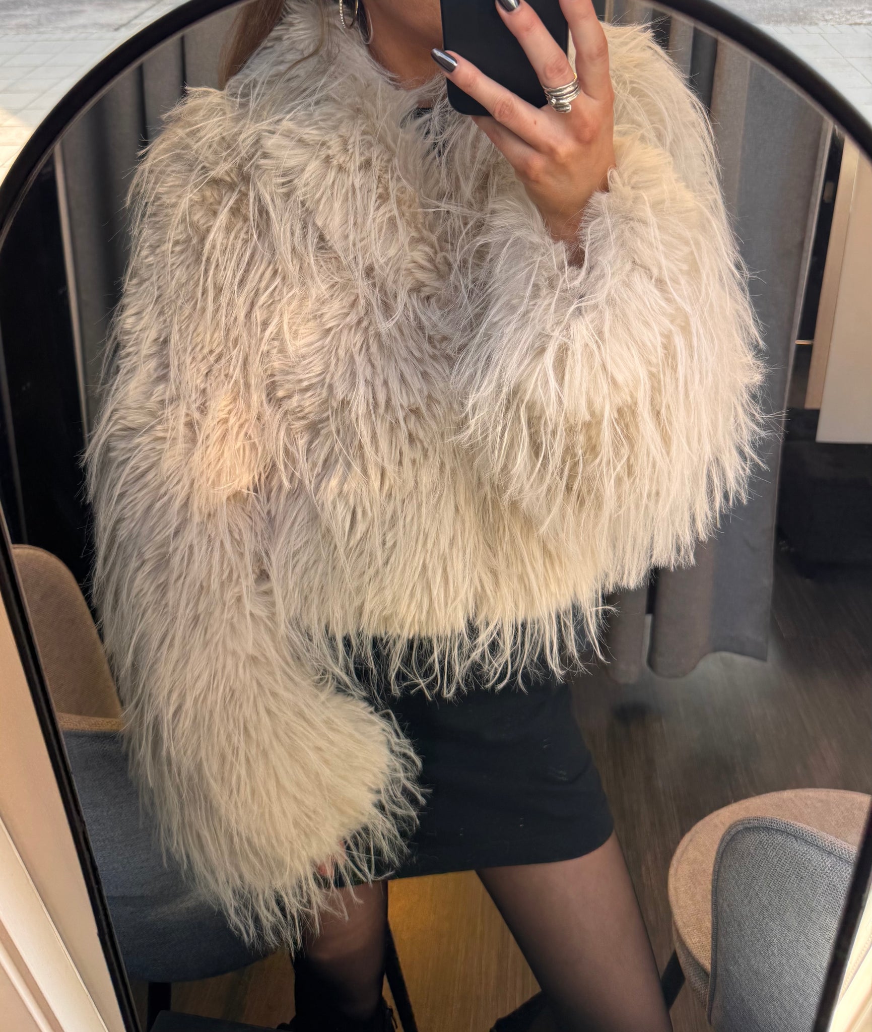 Helena faux fur jakki - beige