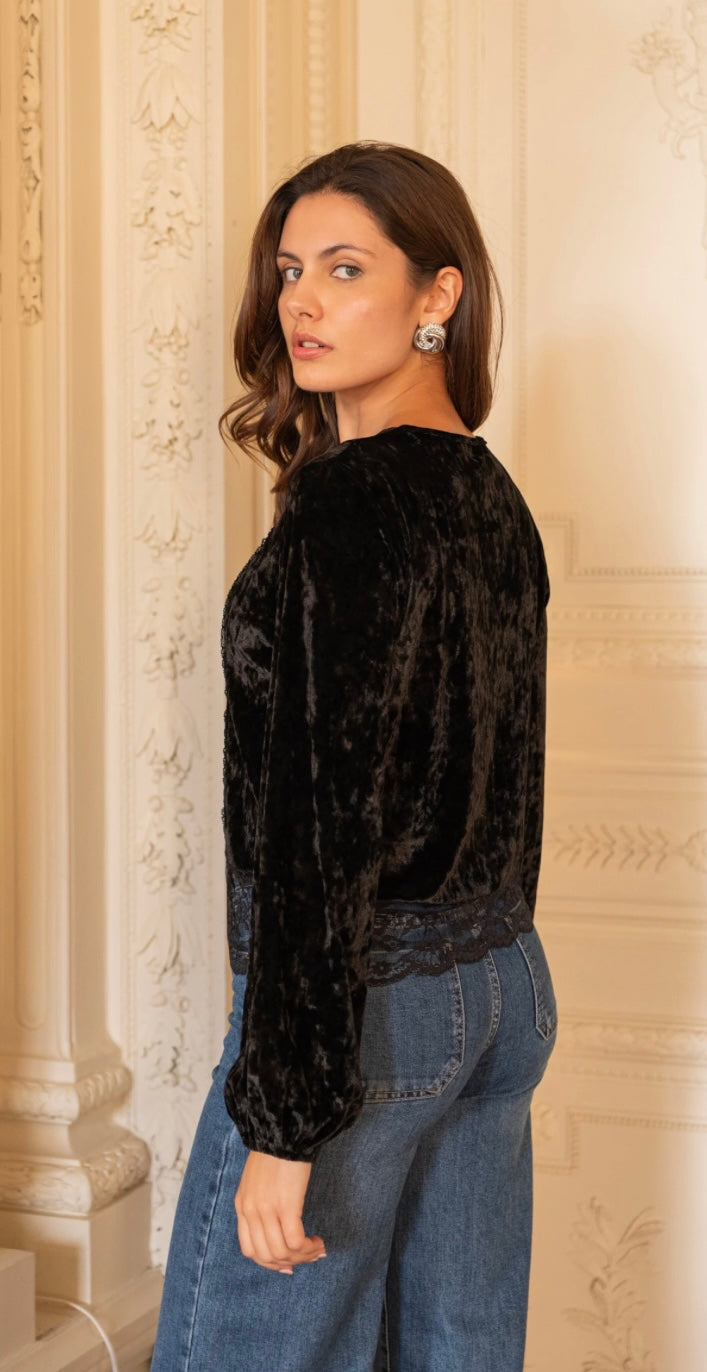Mary velvet blúndutoppur