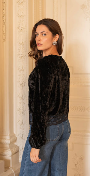 Mary velvet blúndutoppur