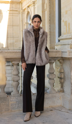 Oslo faux fur vesti -  beige