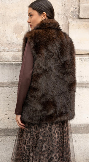 Oslo faux fur vesti - chocolate