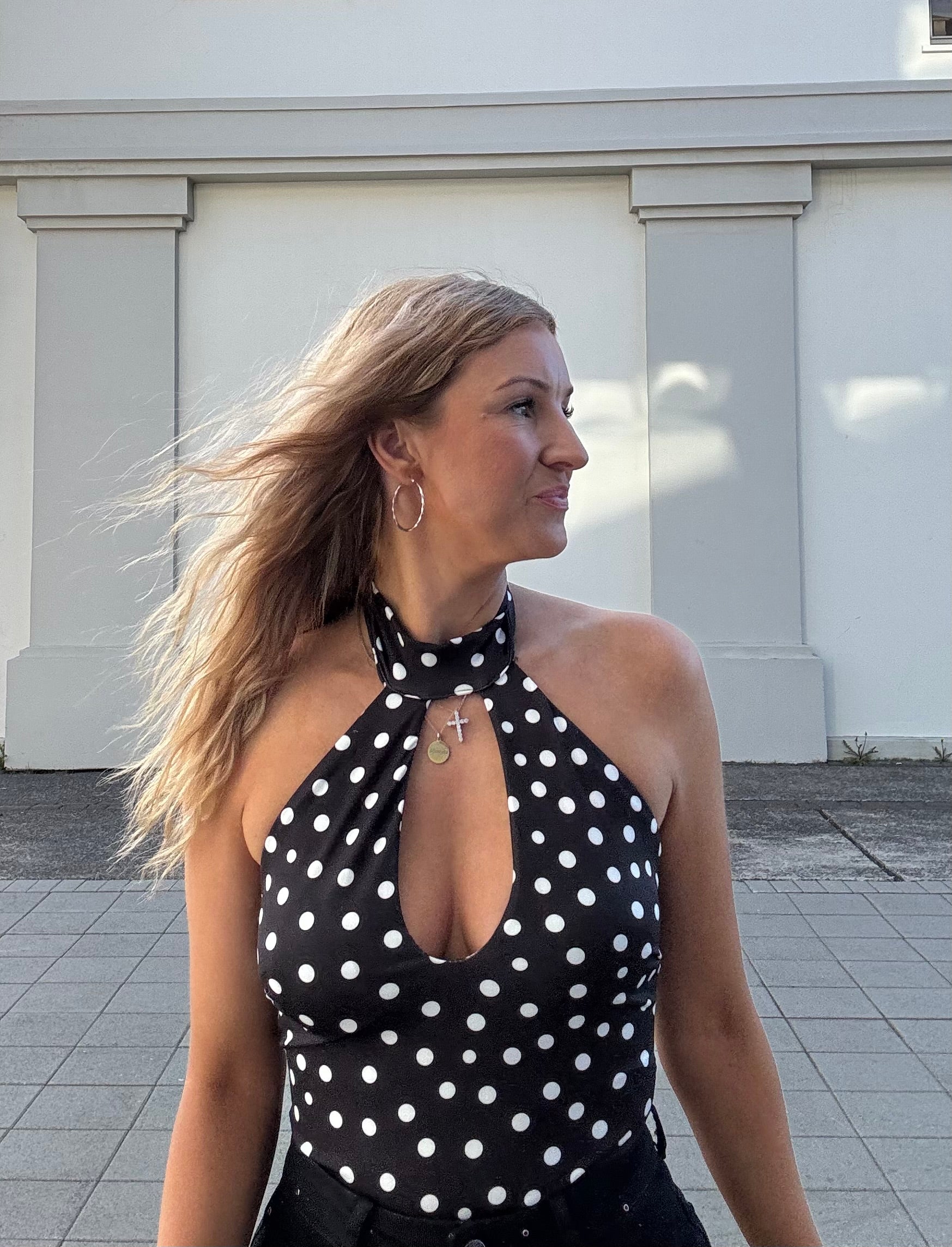 Donna polka dot samfella - svört
