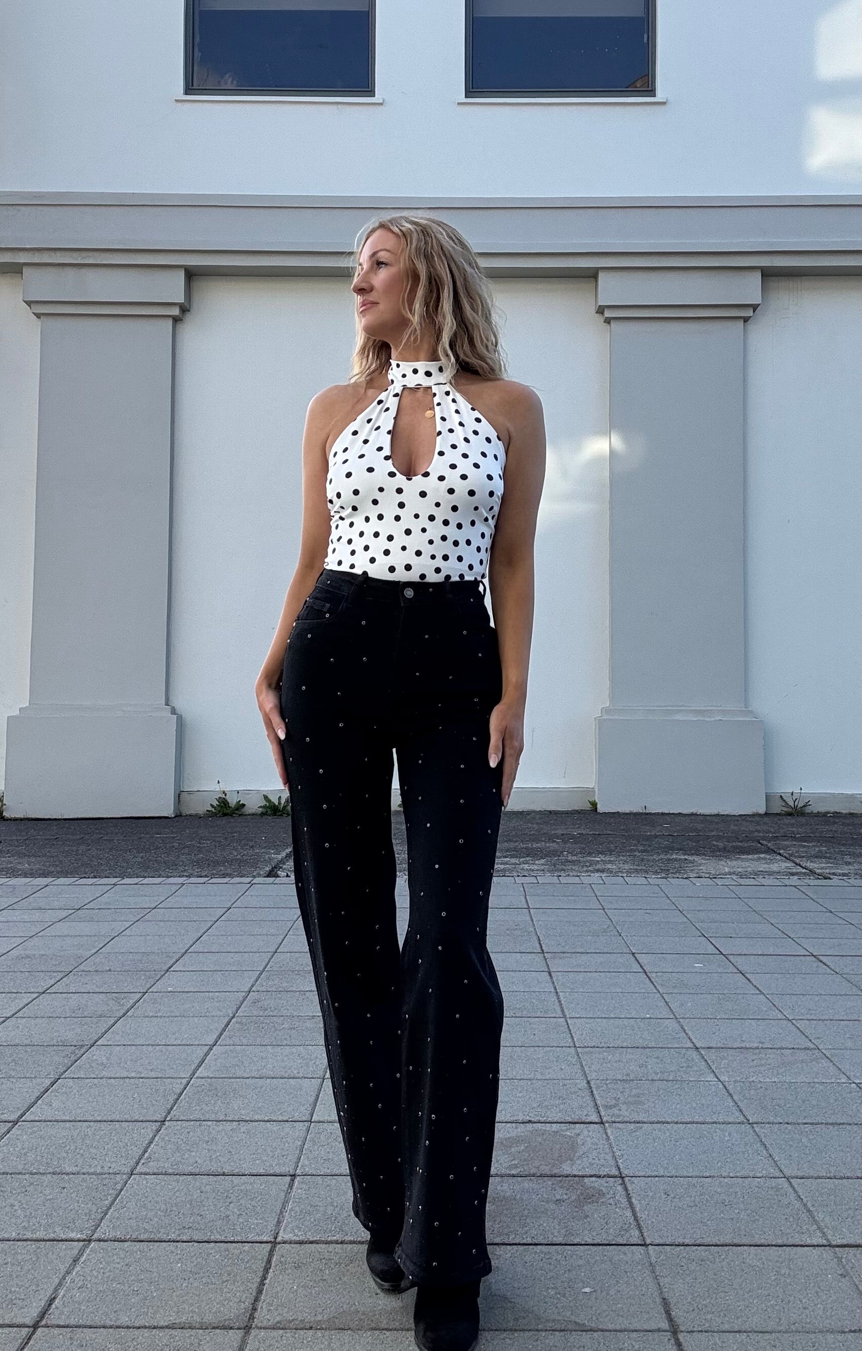 Donna polka dot samfella - hvít