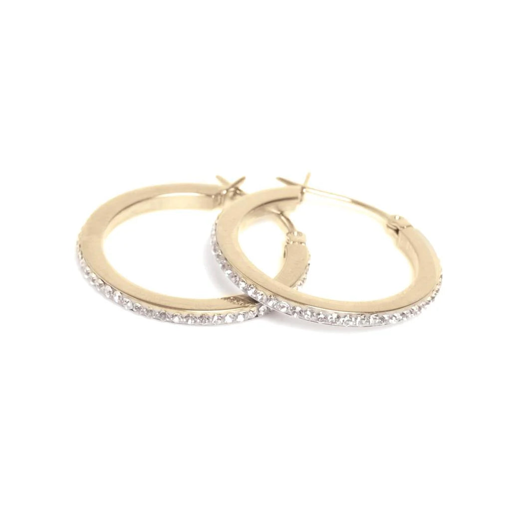 Eyrnalokkar með Kristalsteinum - Ekta Stál