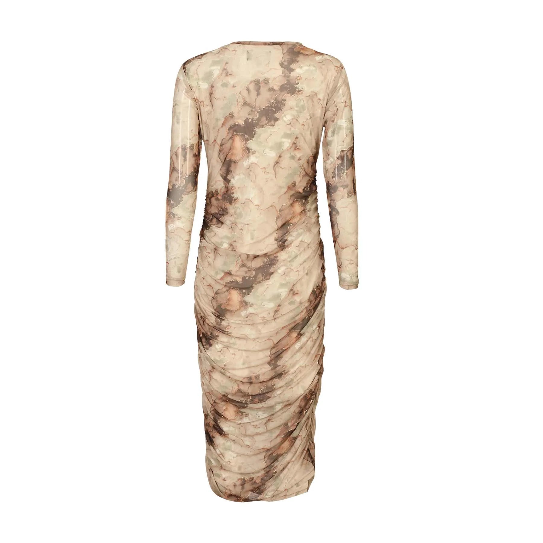 Mesh kjóll - brown gold marble