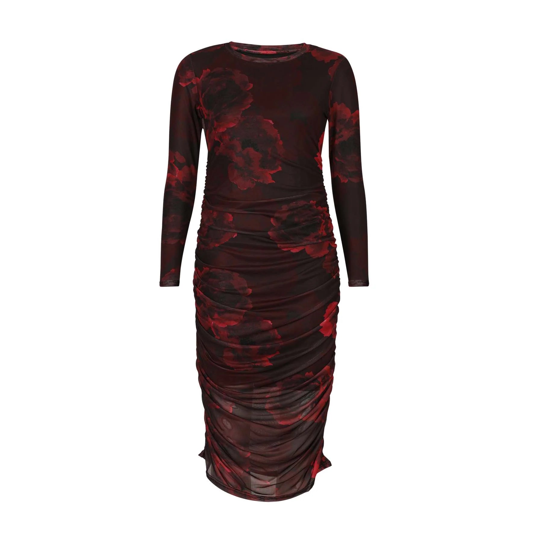 Mesh kjóll - Black bordeaux flower