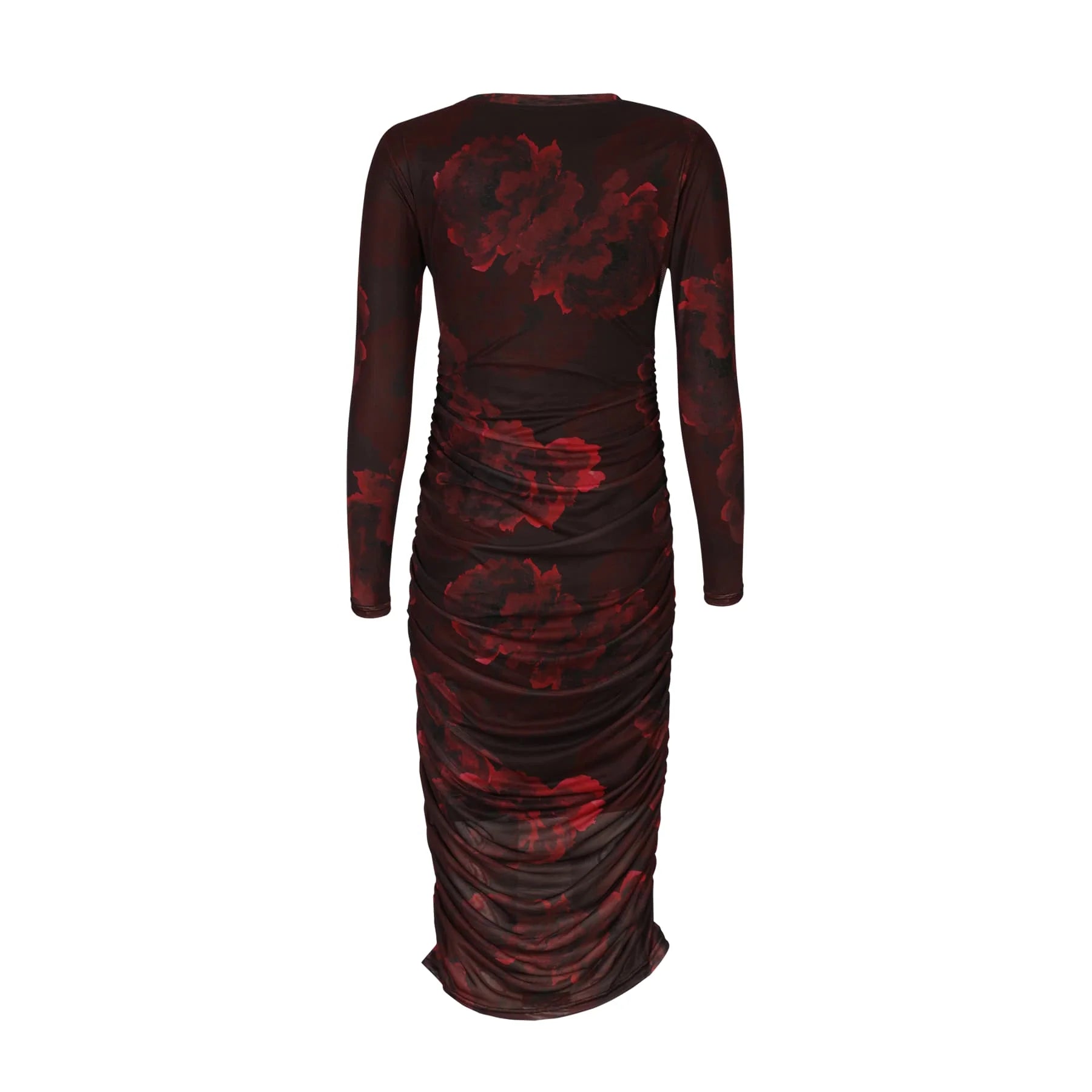 Mesh kjóll - Black bordeaux flower