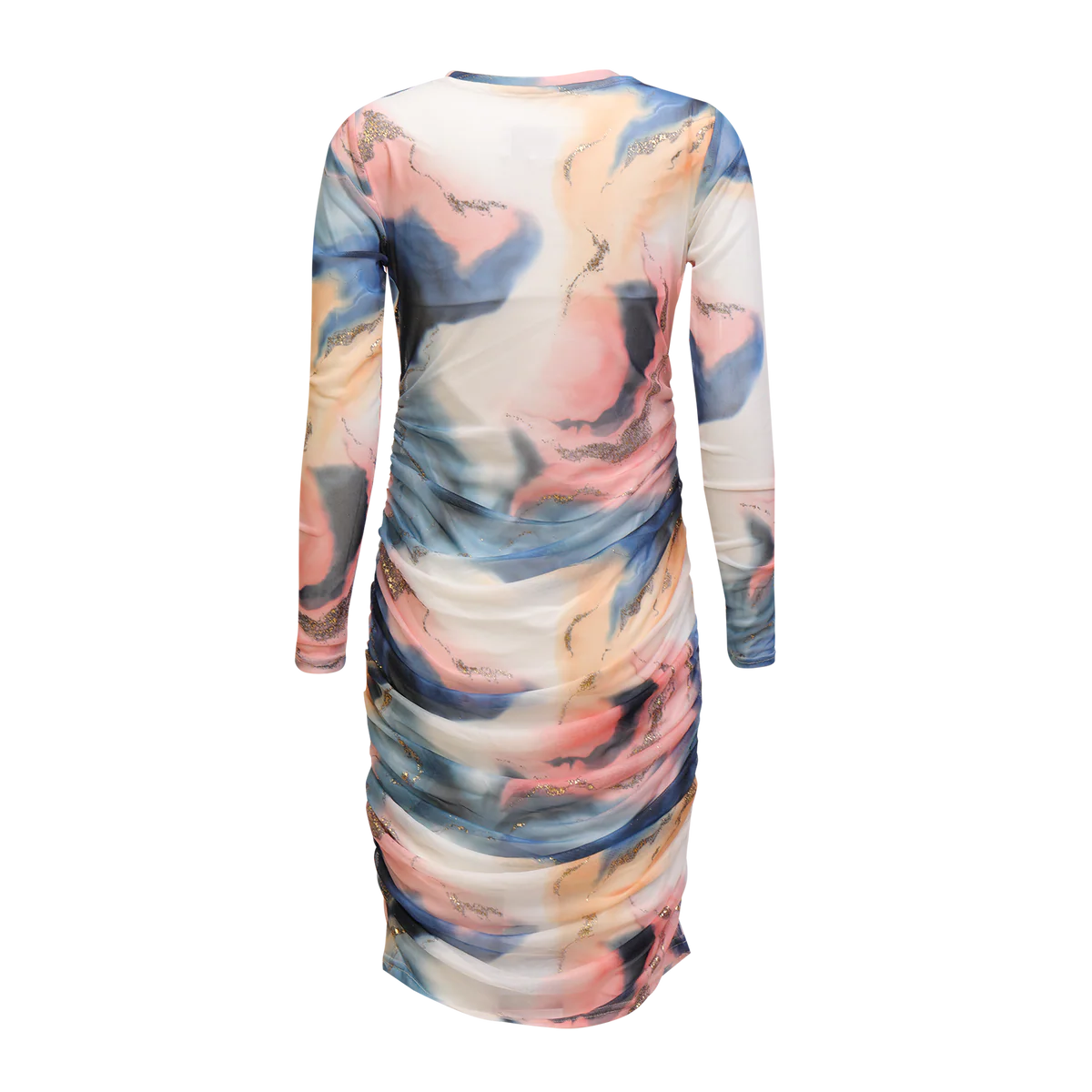 Mesh marble kjóll - blue/peach