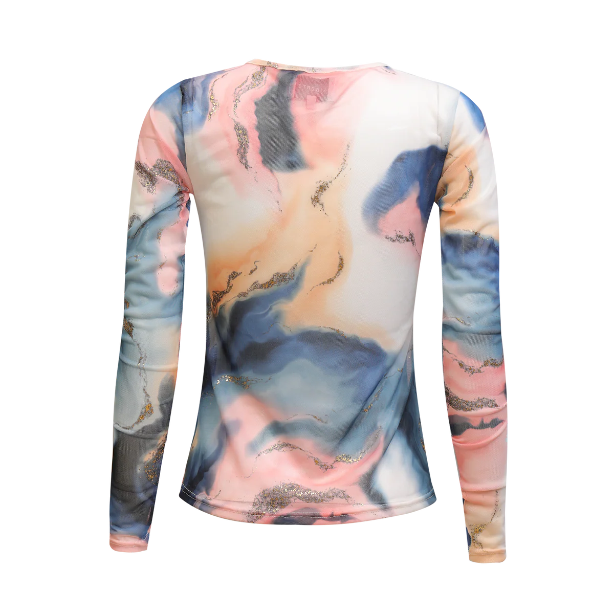 Mesh marble toppur - blue/peach