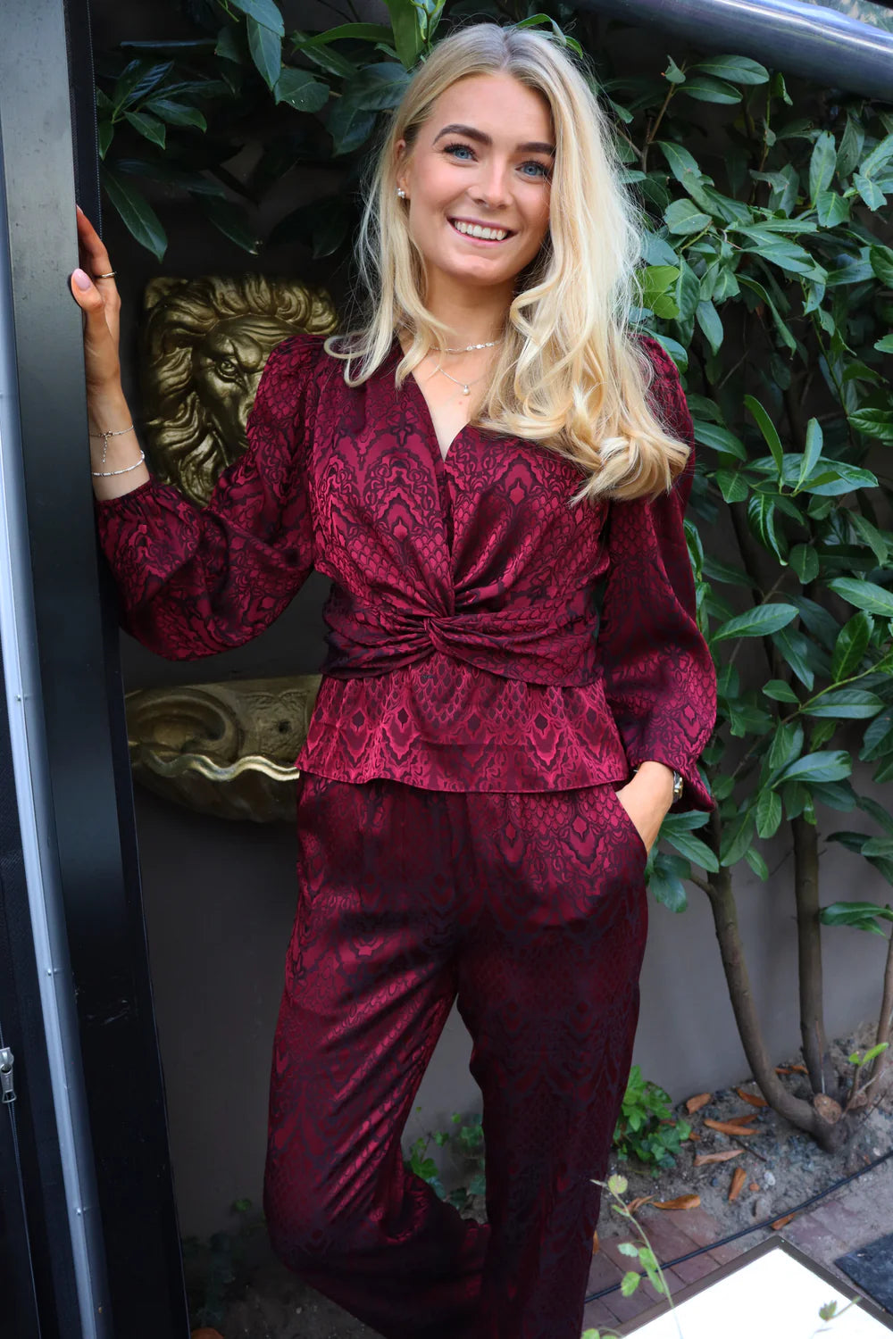 Tiki twist skyrta - burgundy