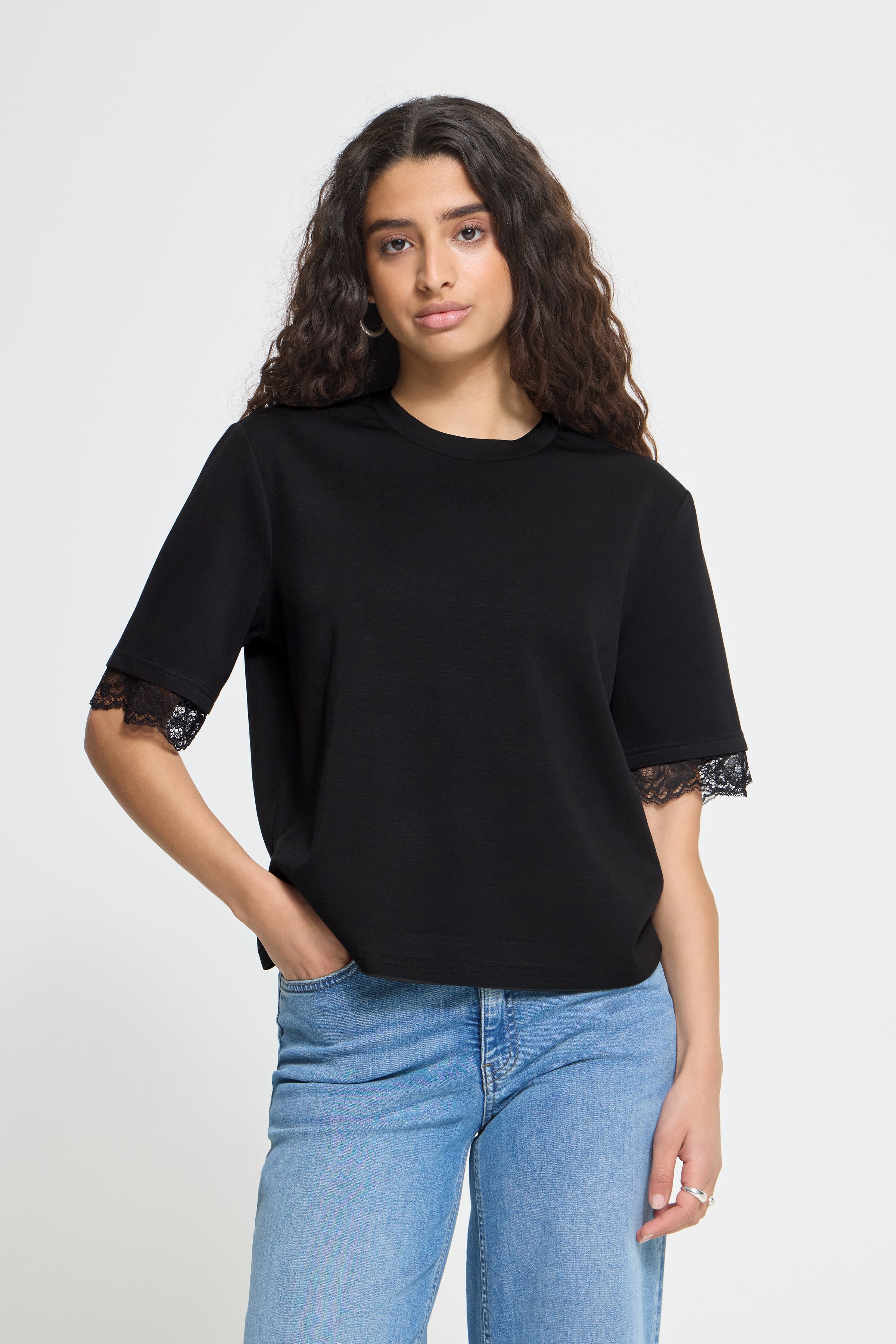 Kaiwa bolur með blúndu - svartur