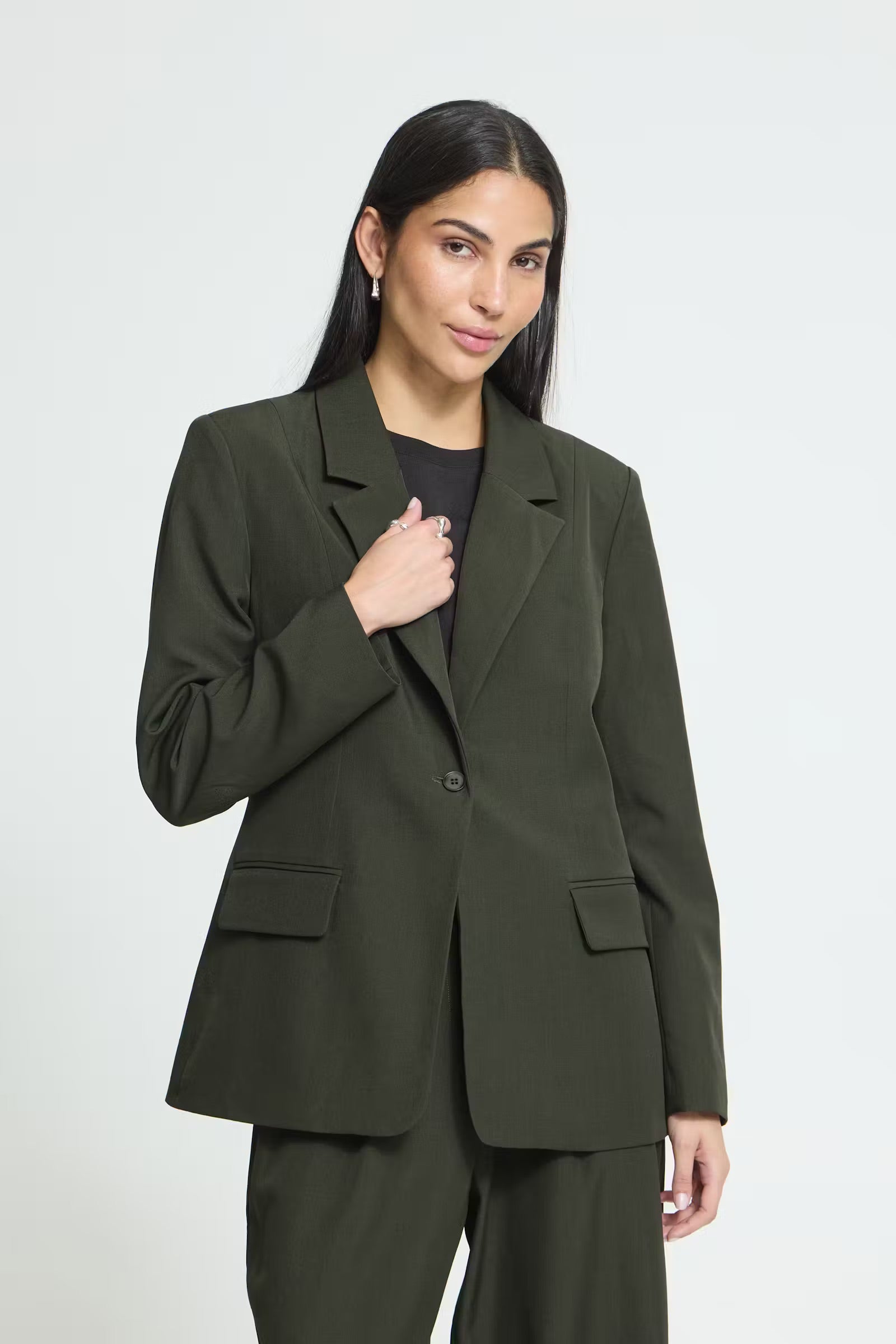 Fava long blazer dökk grænn