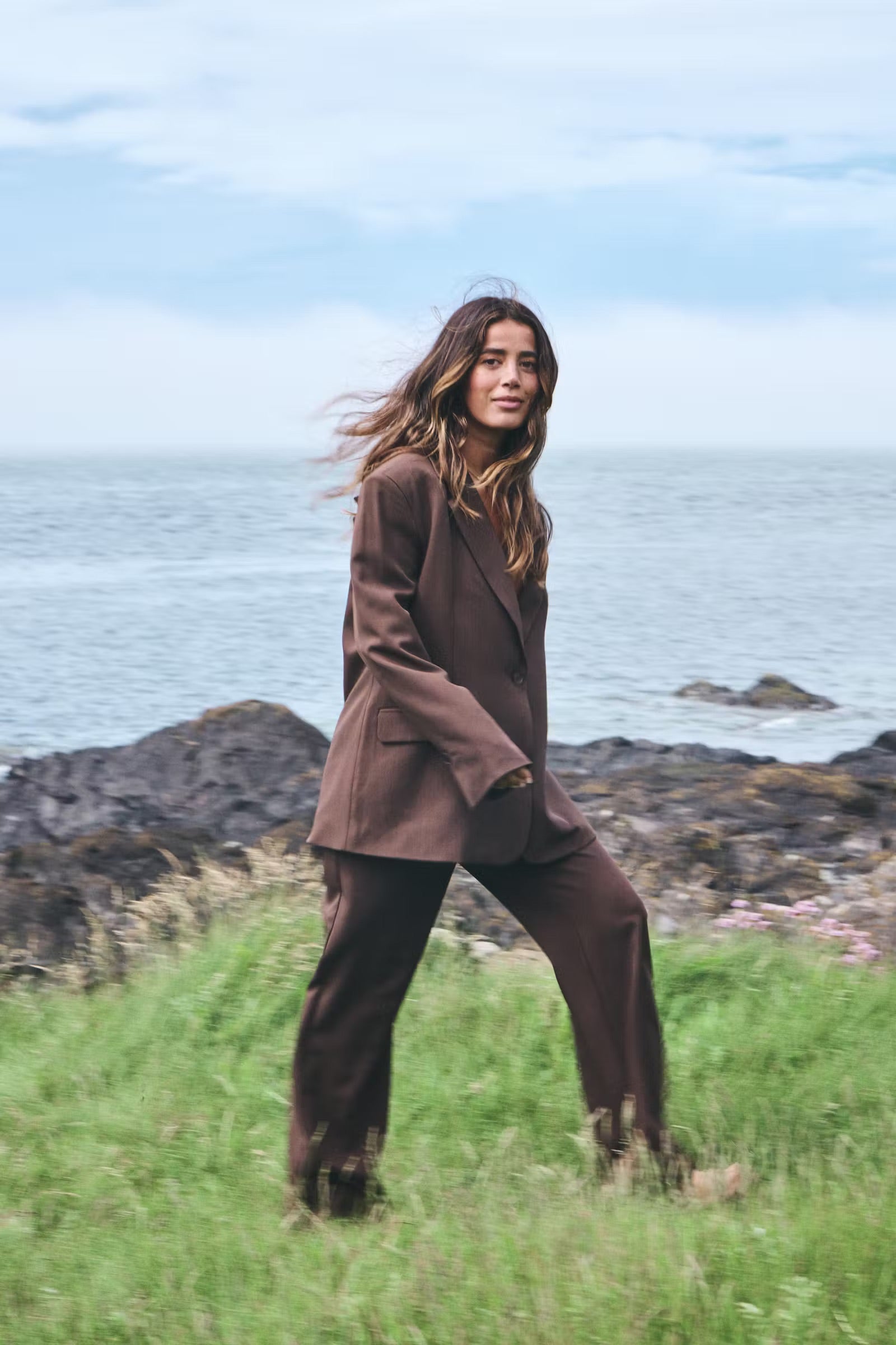 Fava long blazer - brúnn
