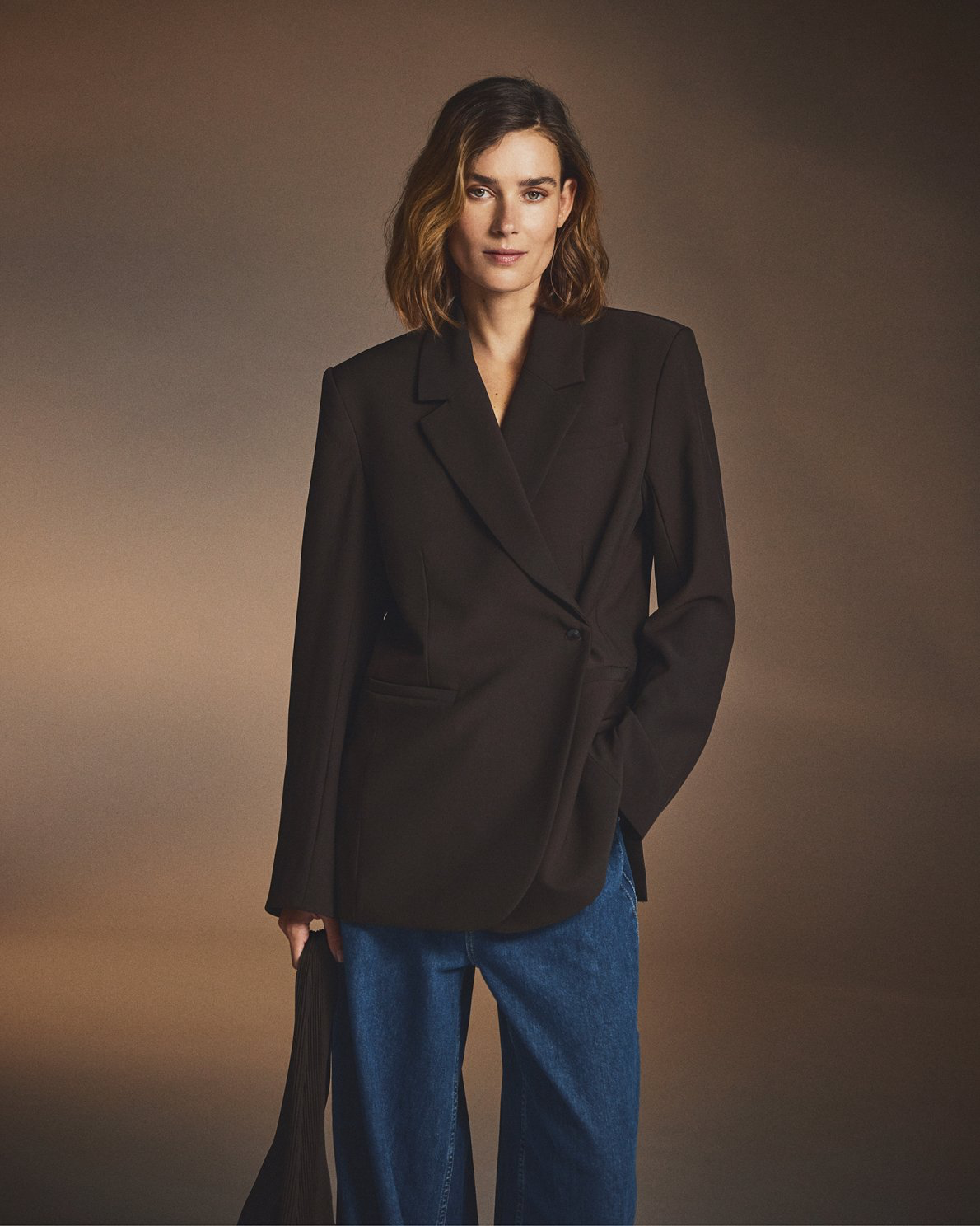 Vega loose blazer - dökkbrúnn