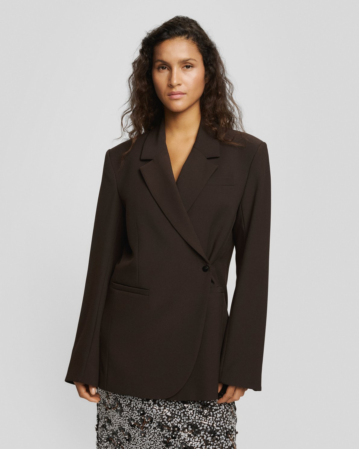 Vega loose blazer - dökkbrúnn